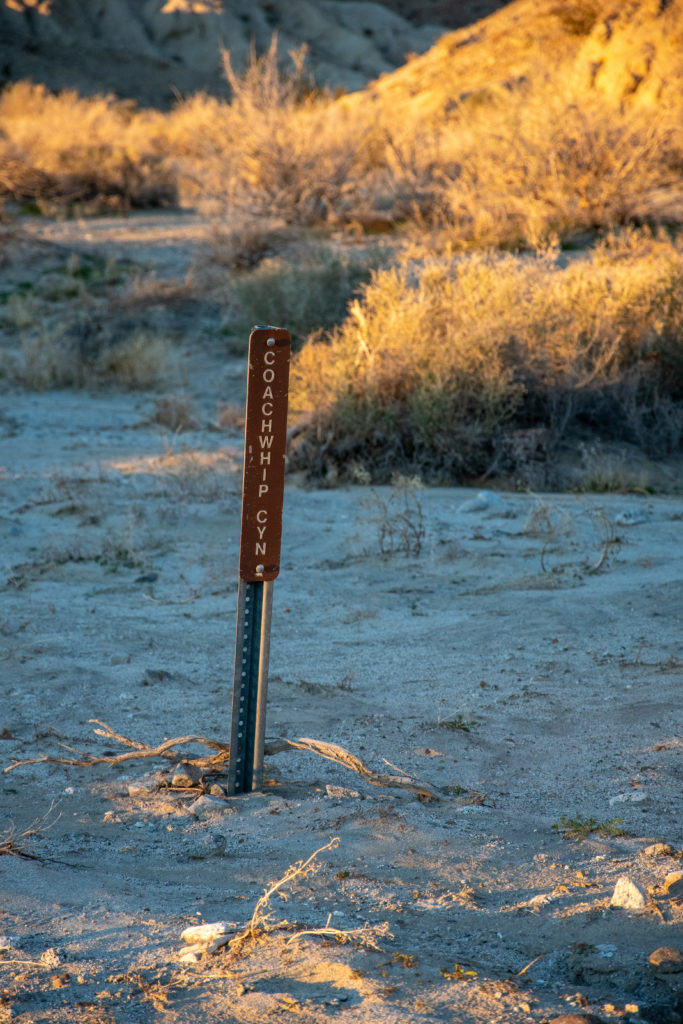 Coachwhip Canyon sign